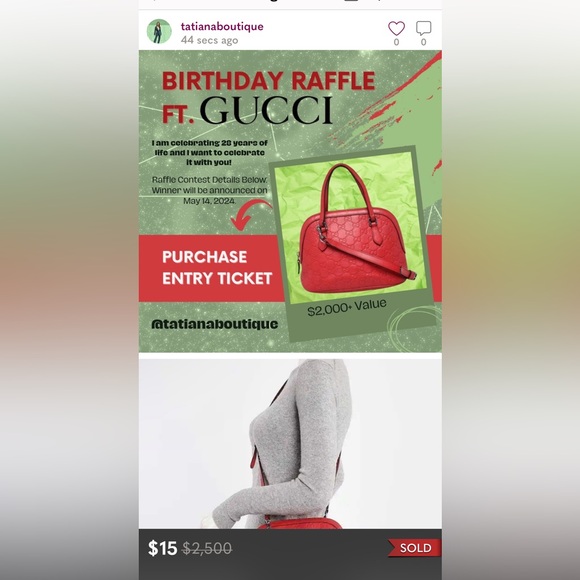 GIVEAWAY RAFFLE ENTRY ๐๏ธ Authentic GUCCI Red/Poppy Mini Dome Bag ๐ฅณ - Picture 15 of 15